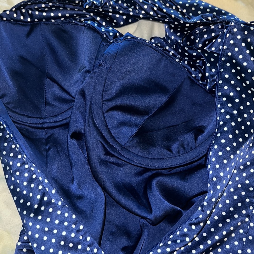 Guess Small blue/white with polka dot sleeveless dress New With Tags made - Picture 14 of 17
